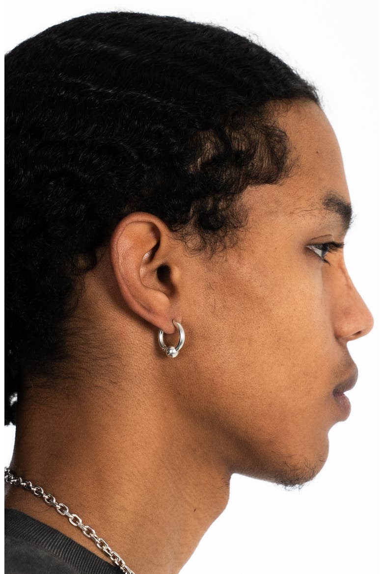 Men's Ball Hoop Earrings, Alternate, color, SILVER