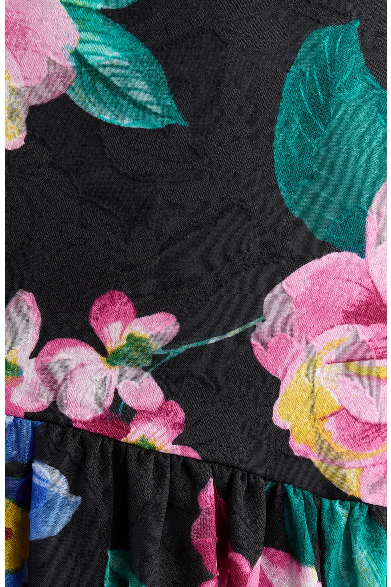 Print Ruffle High-Low Faux Wrap Maxi Dress, Alternate, color, ANNE BLACK MULTI