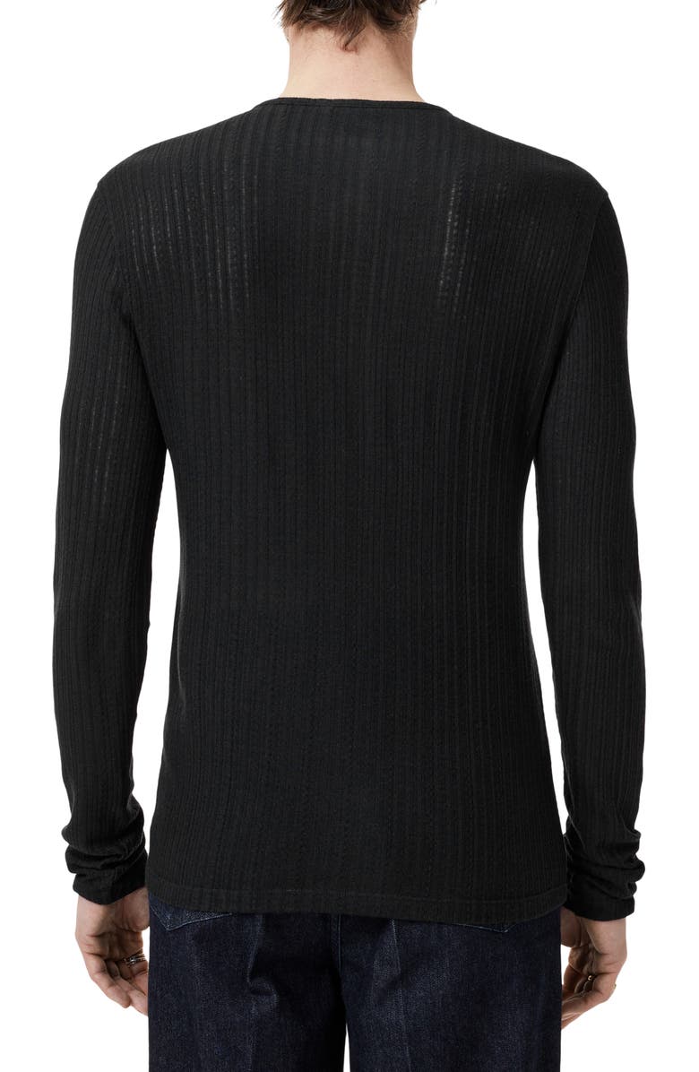 John Varvatos Araujo Regular Fit Rib Henley, Alternate, color, Black