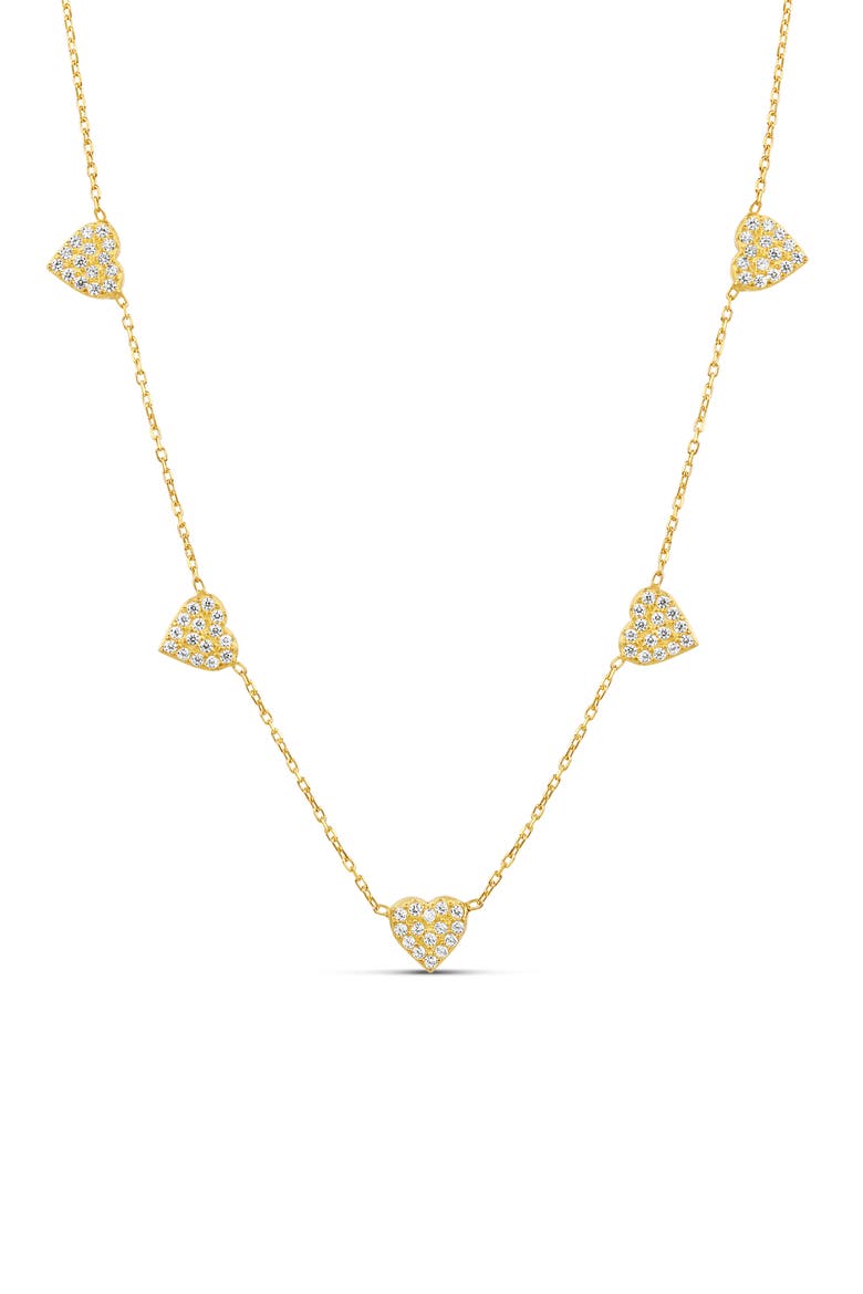 Pavé Heart Station Necklace, Main, color, GOLD