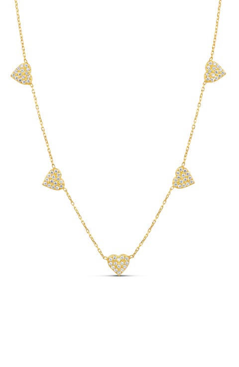 Pavé Heart Station Necklace