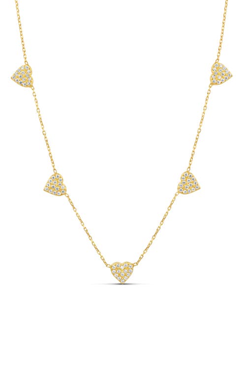 SHYMI Pavé Heart Station Necklace in Gold 