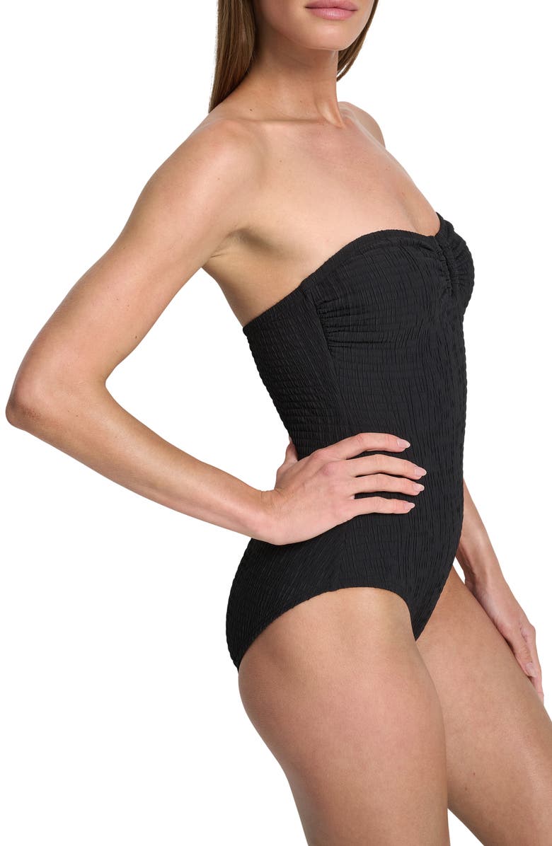 DKNY U-Wire Bandeau One-Piece Swimsuit, Alternate, color, Black Texture