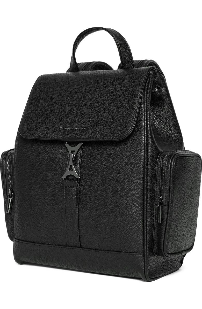 Manière De Voir Maloe Pebbled Leather Eiffel Clasp Backpack, Alternate, color, Black