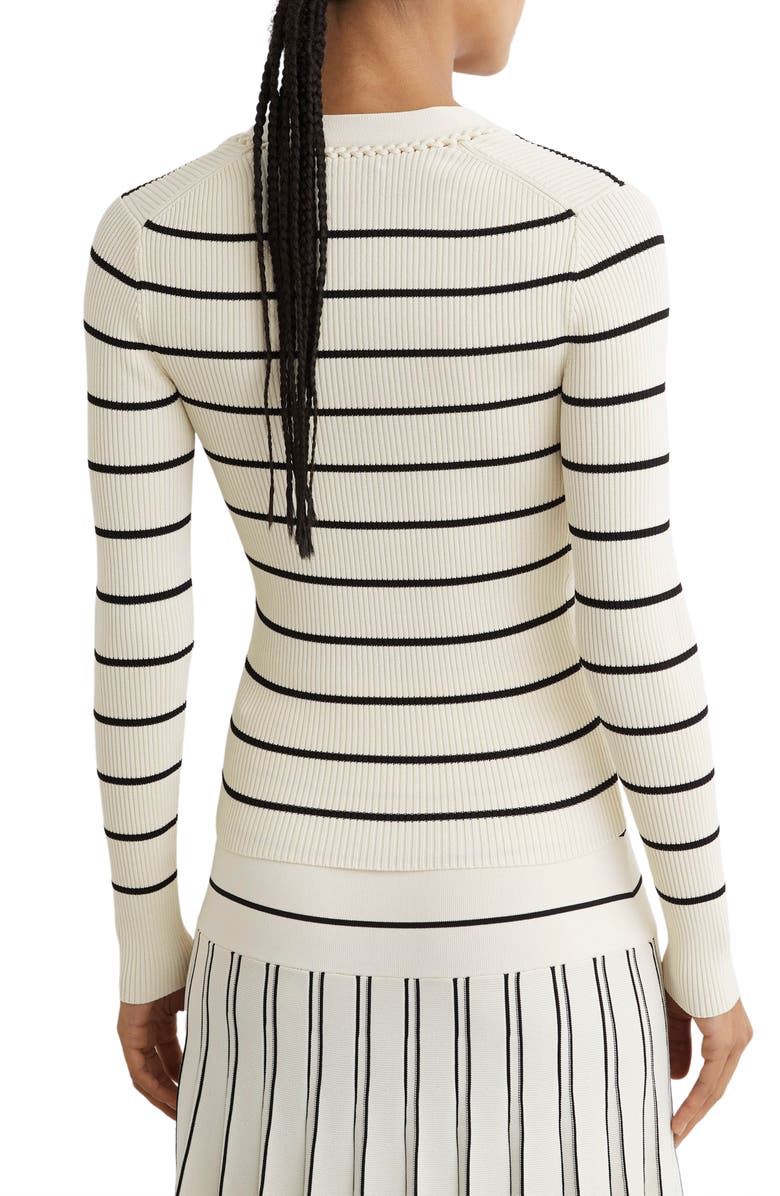 Reiss Lauralee Stripe Braid Trim Top, Alternate, color, Ivory/ Black