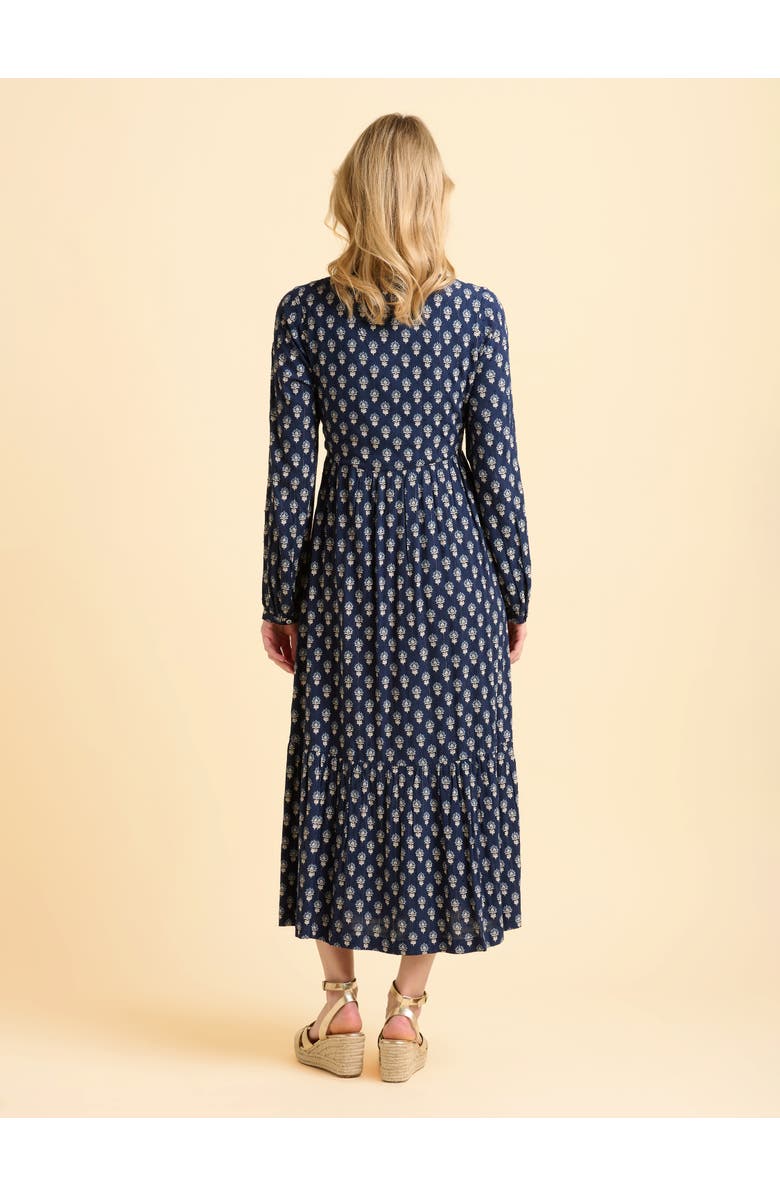Brakeburn Lark Long Sleeve Button Midi Dress, Alternate, color, Navy