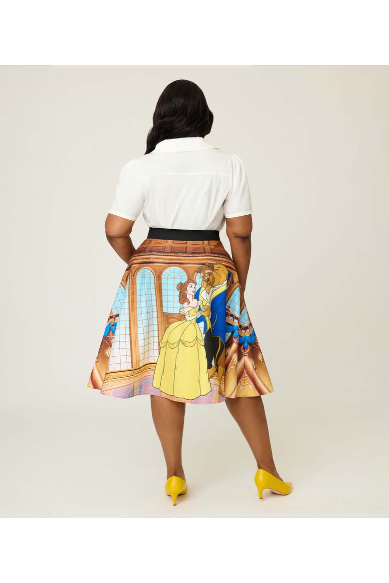 Plus Size Retro Style High Waist Vivien Swing Skirt, Alternate, color, Brown Princess & Beast