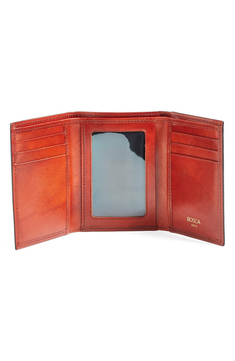 Bosca Old Leather Double ID Trifold Wallet, Alternate, color, Cognac