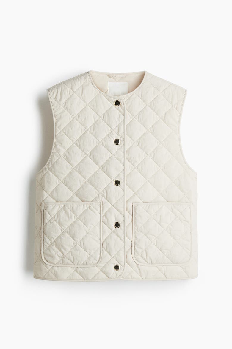 Quilted Gilet, Alternate, color, Light beige