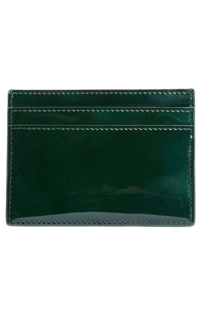 Saint Laurent Cassandre Patent Leather Card Case, Alternate, color, Fir Leaf