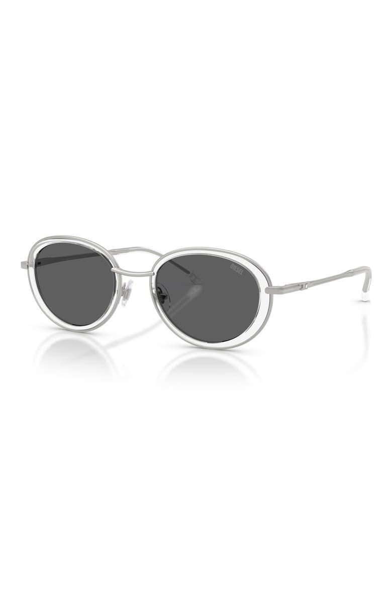 DL1018 51mm Oval Sunglasses, Alternate, color, MATTE SILVER / DARK GREY