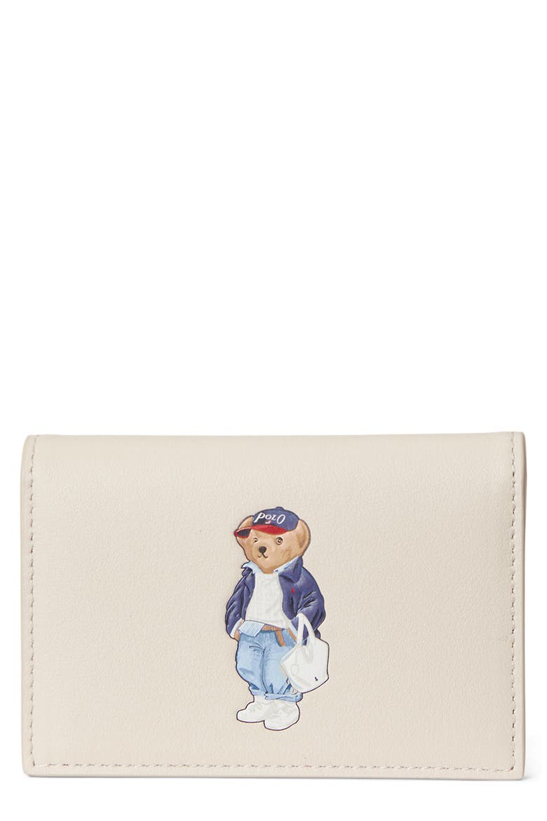 Spring Bear Leather Card Wallet, Main, color, CREAM