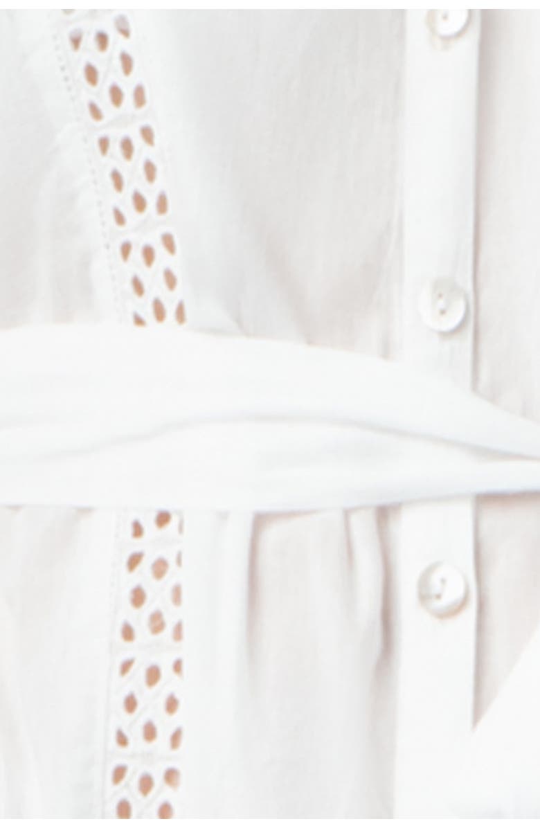 HELEN JON Eyelet Trim Long Shirt Dress, Alternate, color, White