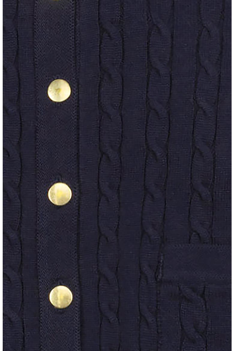 Organic Cable Knit Collared Cardigan Sweater, Alternate, color, Navy Cable