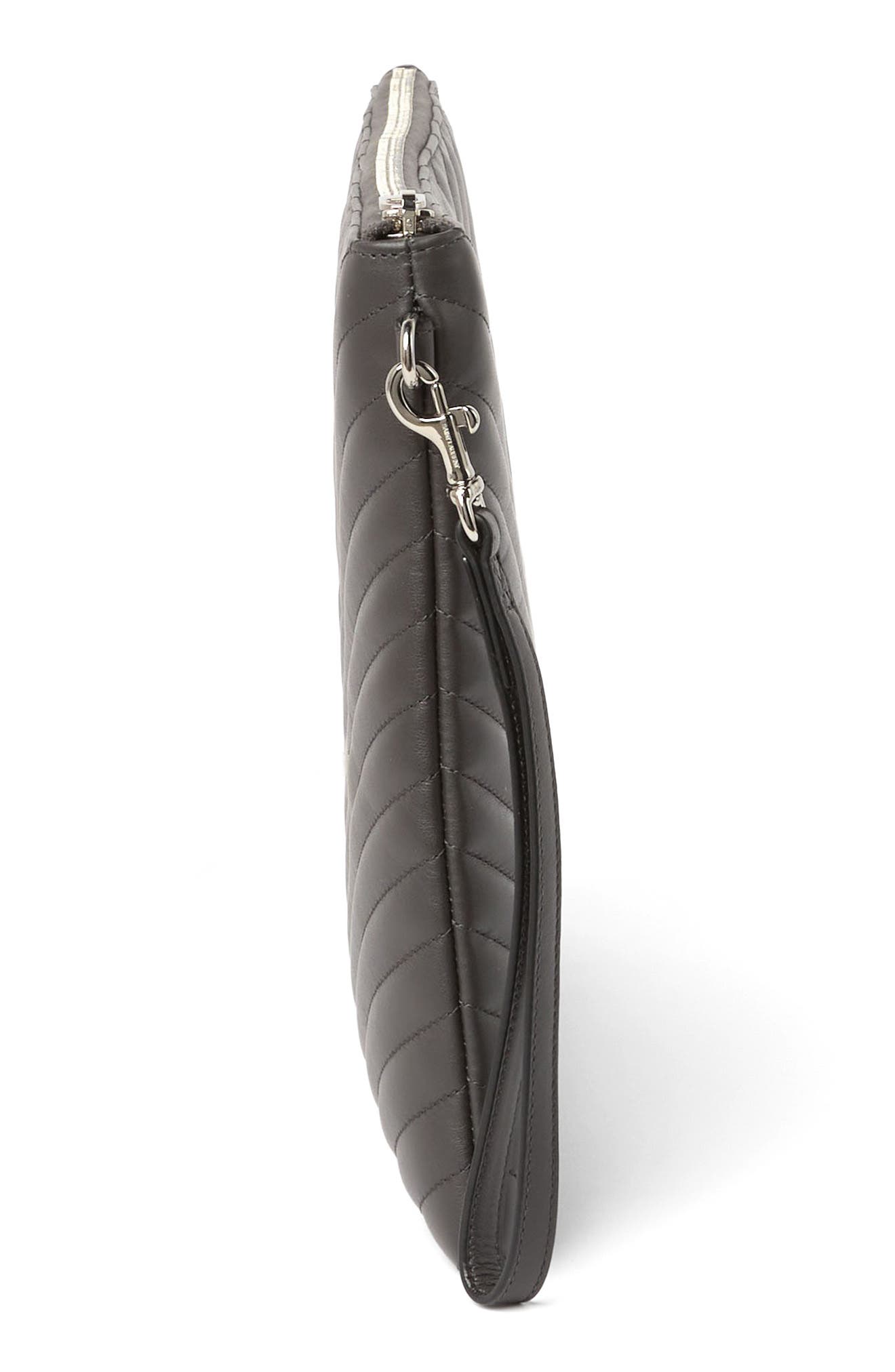 Large Monogram Matelassé Leather Pouch, Alternate, color, COAL