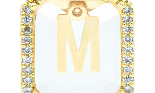 La Meno Crystal Letter Square Pendant Necklace In Gold