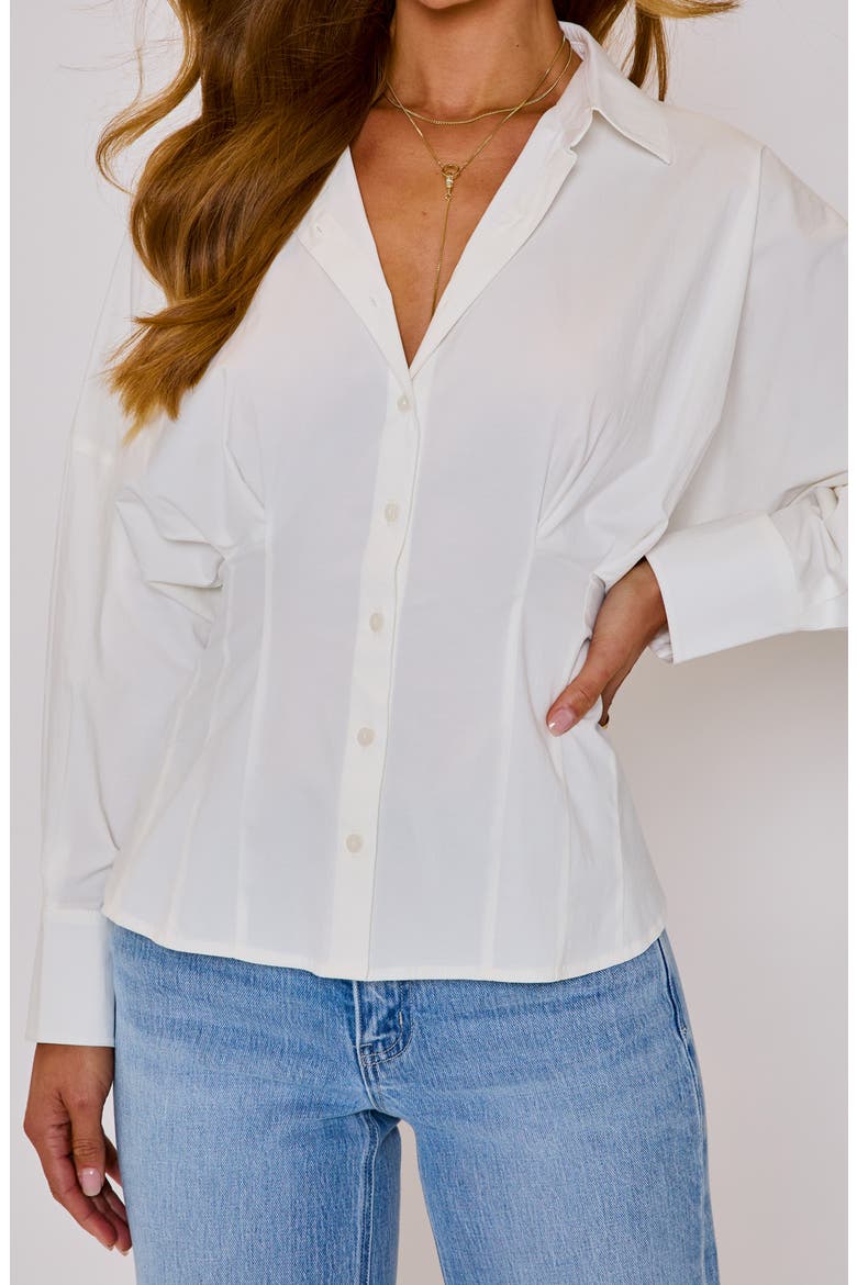 Presley Cotton O-Ring Accent Belted Button-Up Shirt, Alternate, color, WHITE