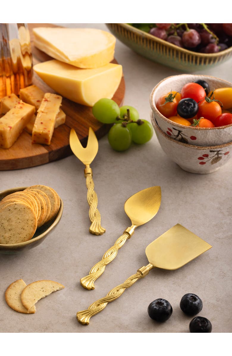 GAURI KOHLI Santiago Cheese Knives, Set of 3, Alternate, color, Gold