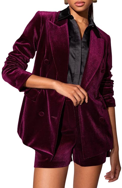 Shimmer Velvet Double Breasted Blazer