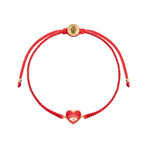 Devoted To Love - Evil Eye Heart Charm Red String Bracelet
