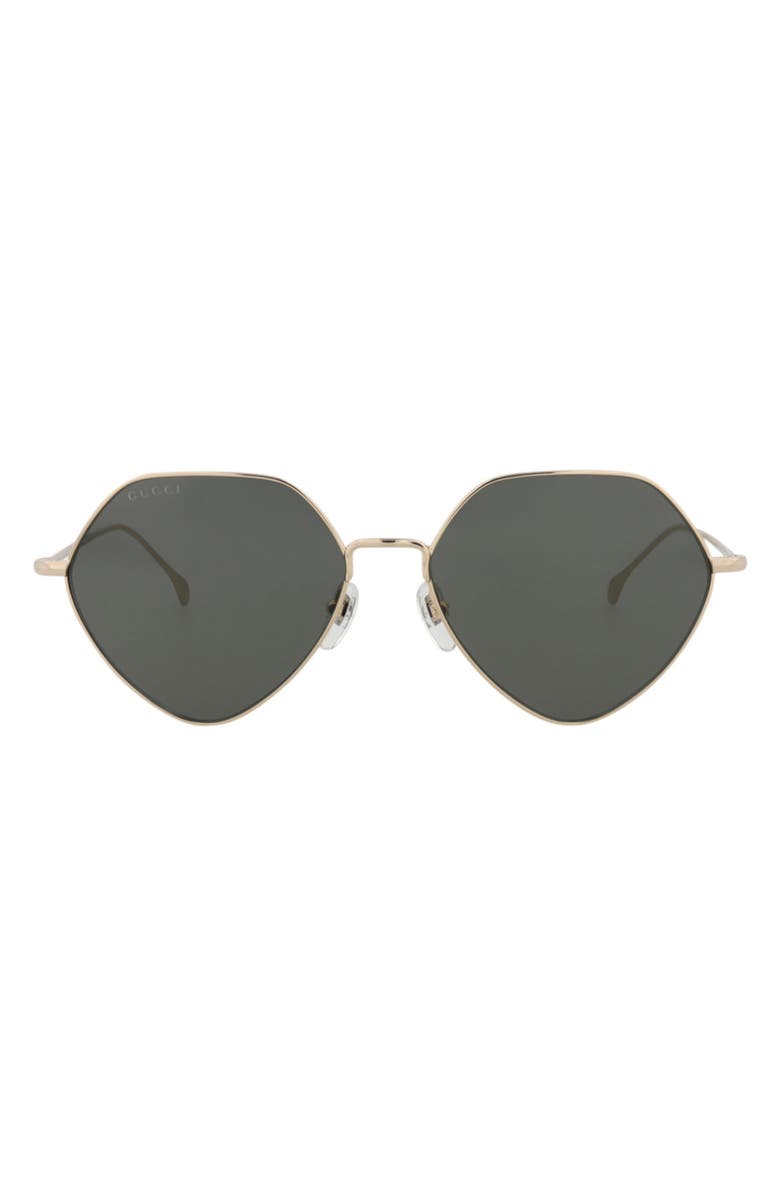 Gucci 55mm Geometric Sunglasses, Main, color, Gold Gold Grey