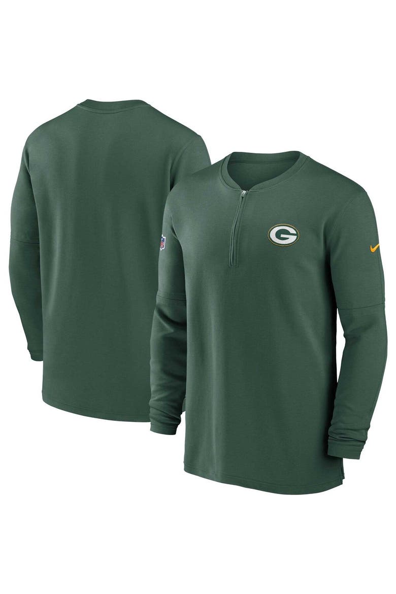 Men's Nike  Green Green Bay Packers 2023 Sideline Performance Long Sleeve Tri-Blend Quarter-Zip Top, Main, color, Green
