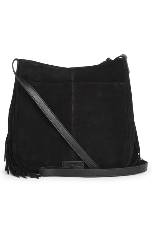Lucky Brand Bran Nyra Suede Fringe Crossbody Bag In Black