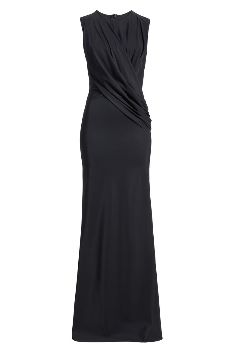 Frozy Ruched Sleeveless Gown, Alternate, color, 37 BLACK