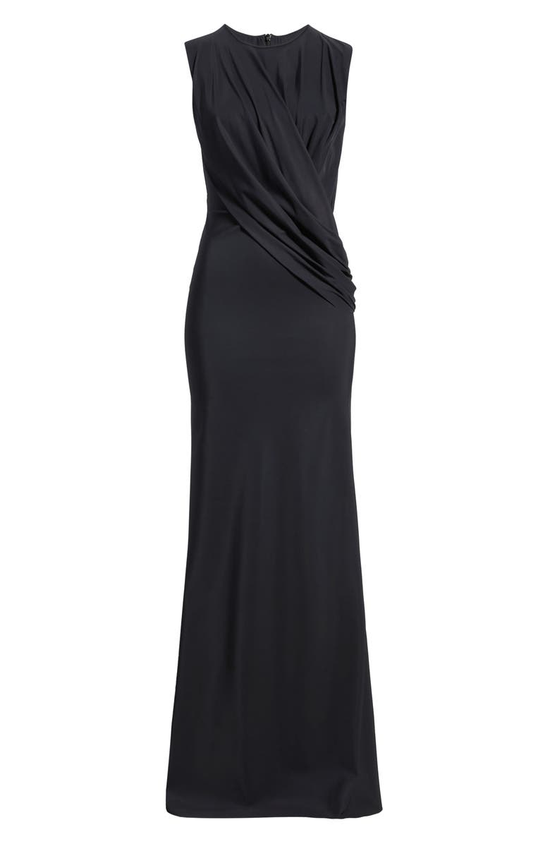 Chiara Boni La Petite Robe Frozy Ruched Sleeveless Gown, Alternate, color, 37 Black