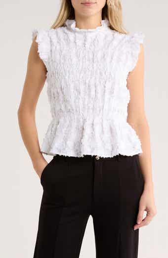 ELIE ELIE TAHARI Ruffle Neck Sleeveless Peplum Top