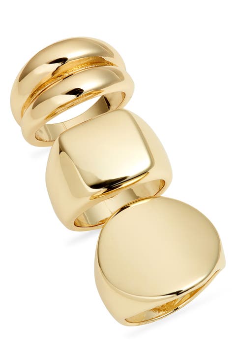 Set of 3 Polished Signet Rings