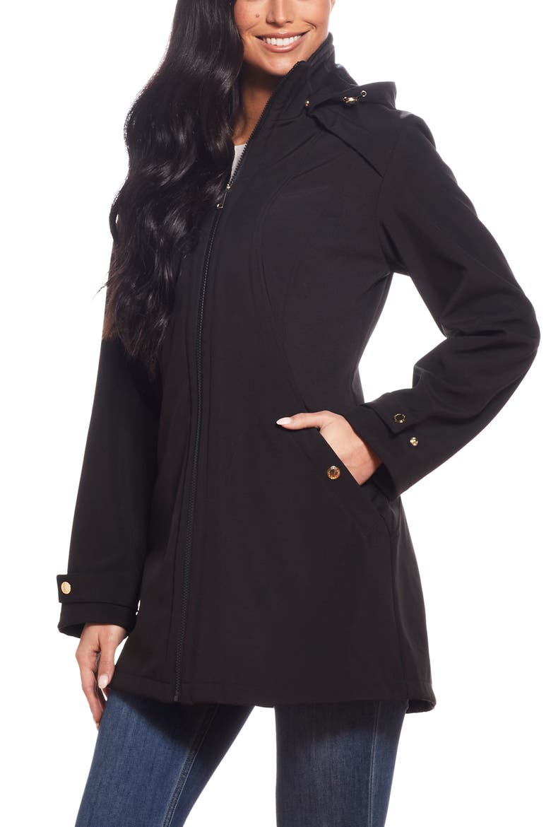 Water Resistant Hooded Jacket, Alternate, color, BLACK