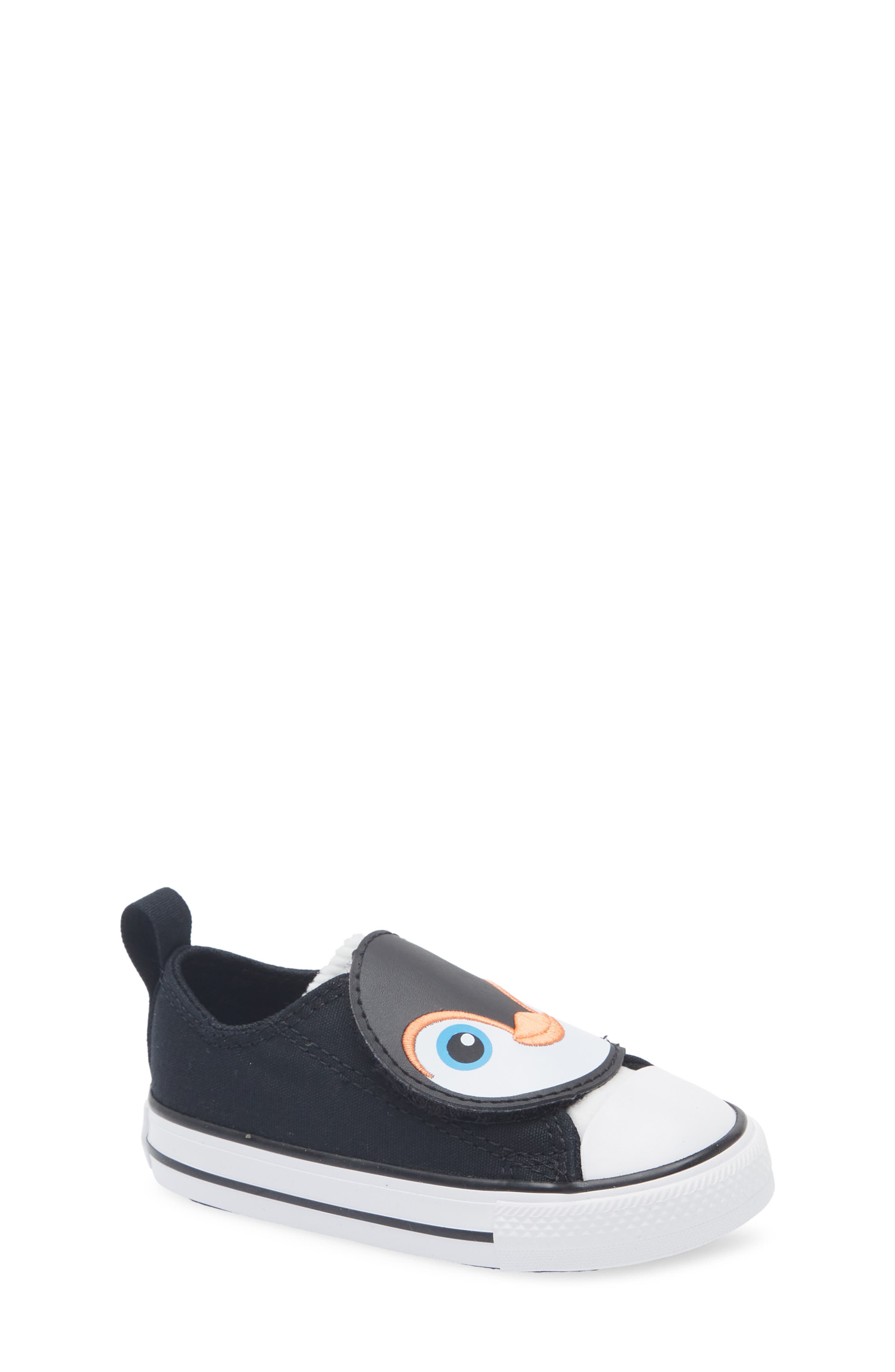 Converse Kids' Chuck Taylor<sup>®</sup> All Star<sup>®</sup> Penguin One Strap Sneaker, Main, color, Black/ White/ Black