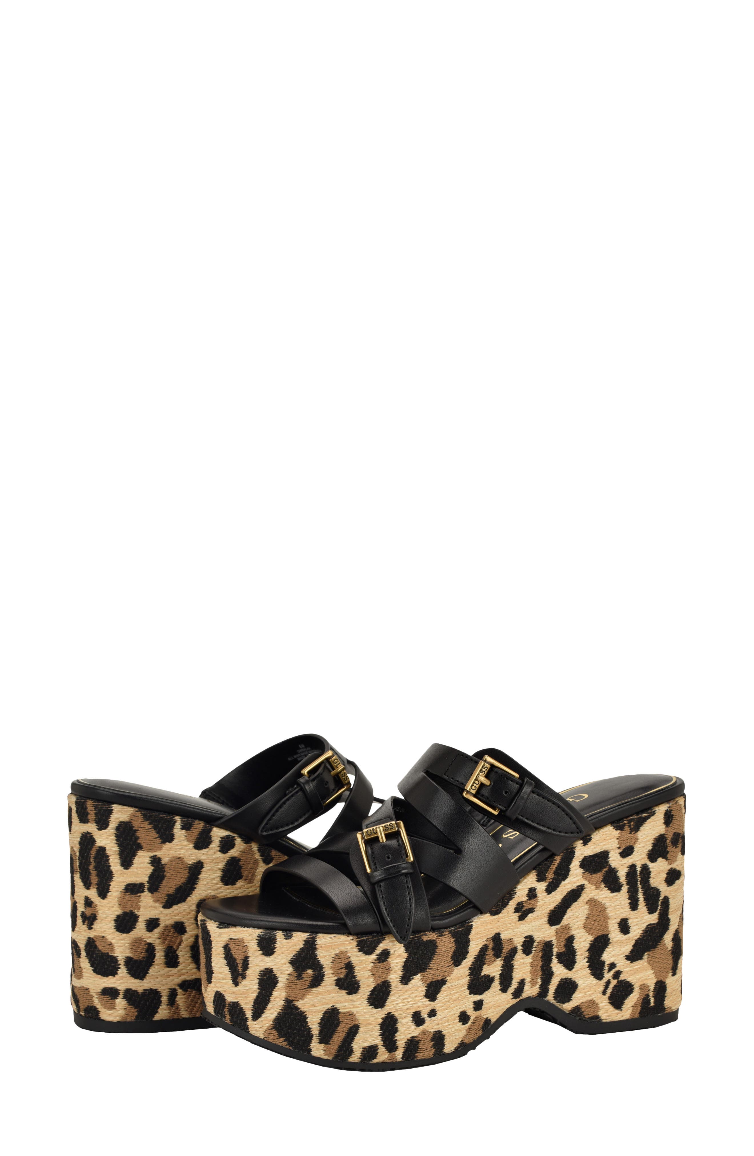 GUESS Nailah Platform Wedge Sandal, Alternate, color, Black