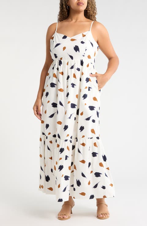Devania Brush Cabana Flowy Maxi Dress (Plus)