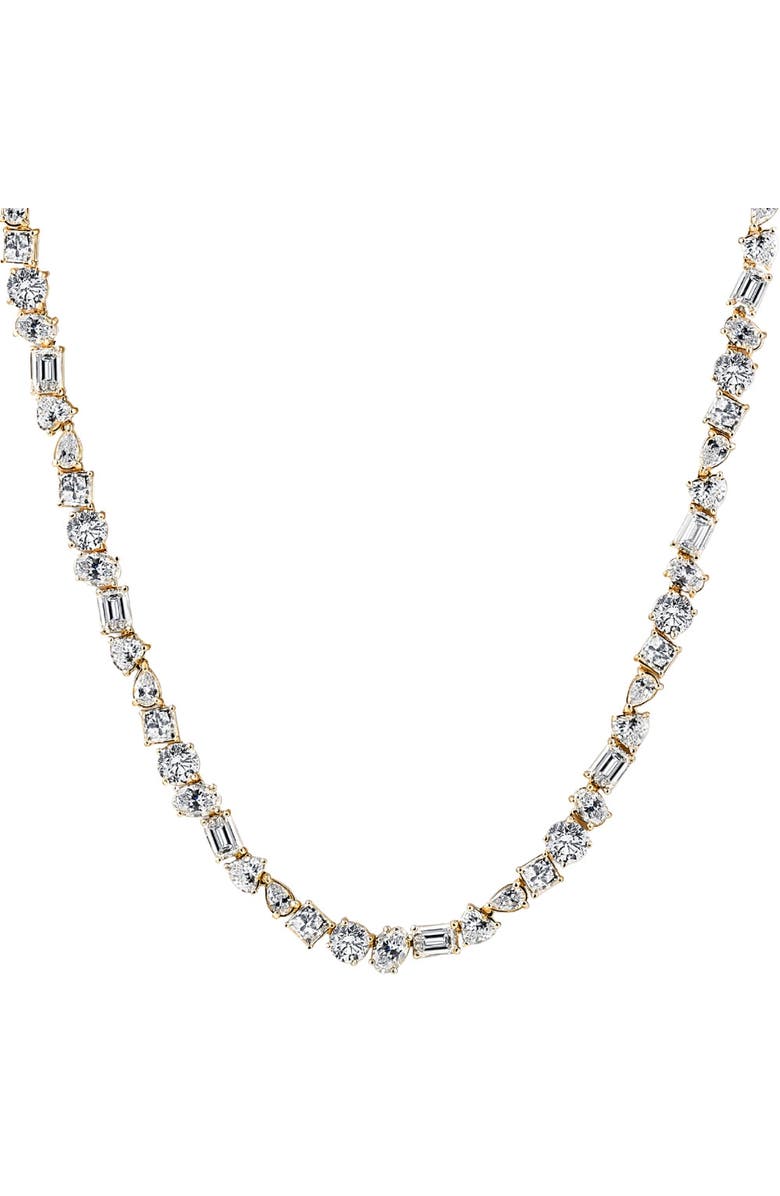 Bliss Diamond 45Ct Fancy Diamond Multi Shape Tennis Necklace 14k Gold Lab Grown, Main, color, 14K Yellow Gold