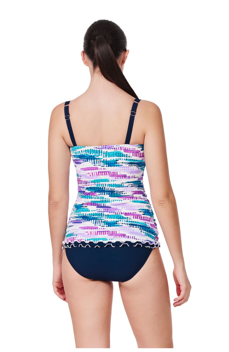 Gottex Canva Tricolore D-Cup Tankini Top, Alternate, color, Multi-Blue
