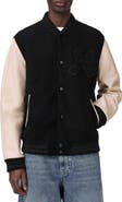AllSaints Holloway Wool & Leather Varsity Bomber Jacket