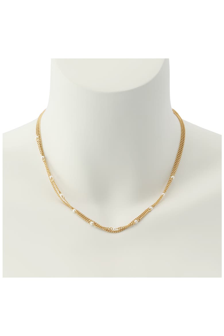 Faux Pearl Double Layer Necklace, Alternate, color, PEARL/ VINTAGE GOLD