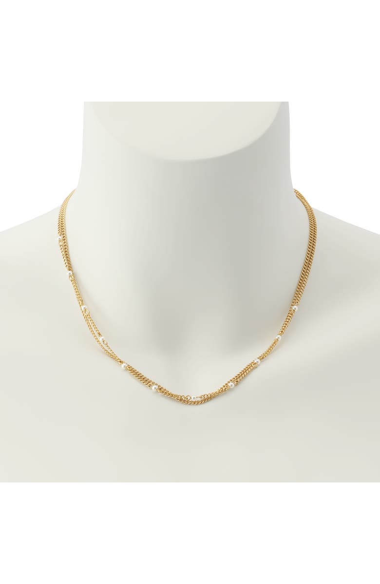 AllSaints Faux Pearl Double Layer Necklace, Alternate, color, 