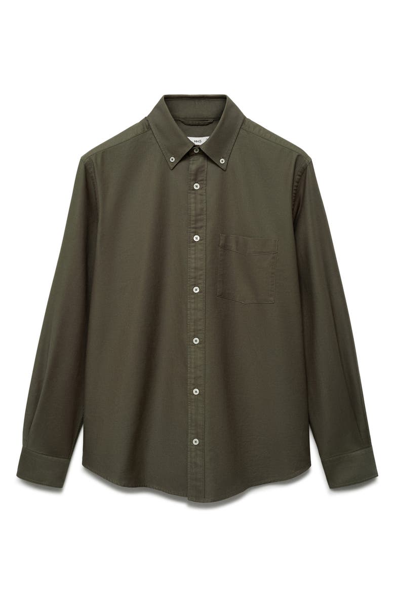 MANGO Cotton Oxford Button-Down Shirt, Alternate, color, Khaki Green