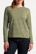 Frances Valentine Long Sleeve Striped Tee Shirt Stripe 100% Pima Cotton