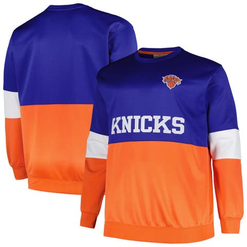 Men's Fanatics Branded Blue/Orange New York Knicks Big & Tall Split Pullover Sweatshirt