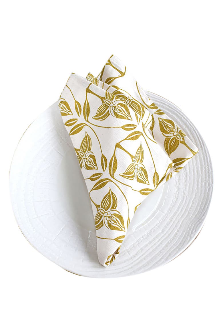 Orchid Cotton Twill Dinner Napkins, Alternate, color, CHARTREUSE