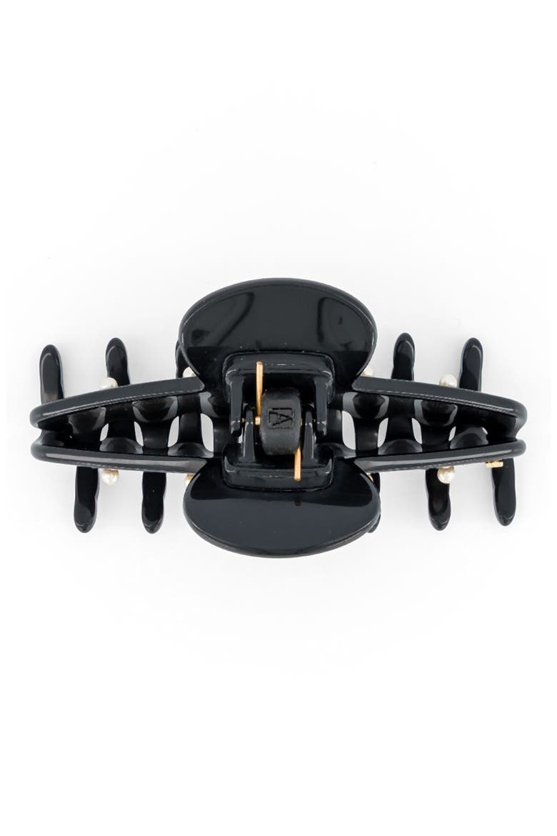 Swarovski Faux Pearl & Crystal Claw Clip, Alternate, color, BLACK