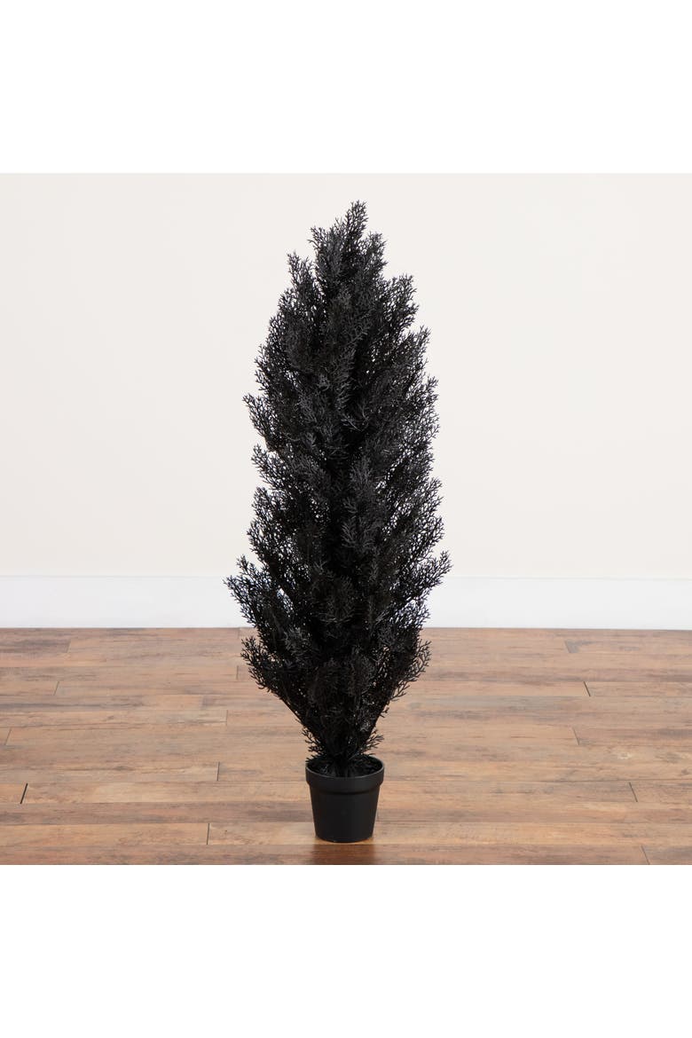 4-ft UV Resistant Artificial Halloween Black Cedar Tree, Alternate, color, Black