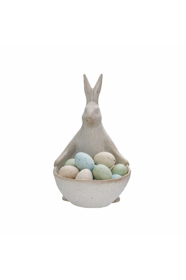 Stoneware Rabbit with Bowl, Alternate, color, White