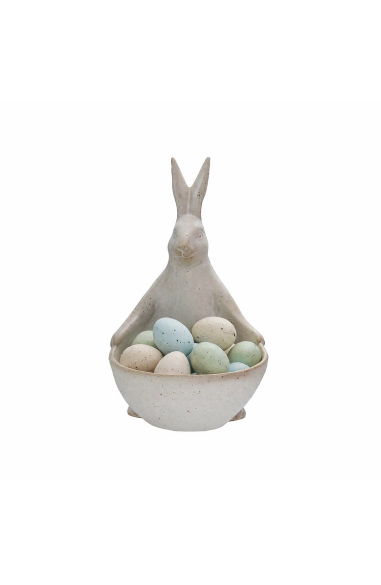 Storied Home Stoneware Rabbit with Bowl, Alternate, color,