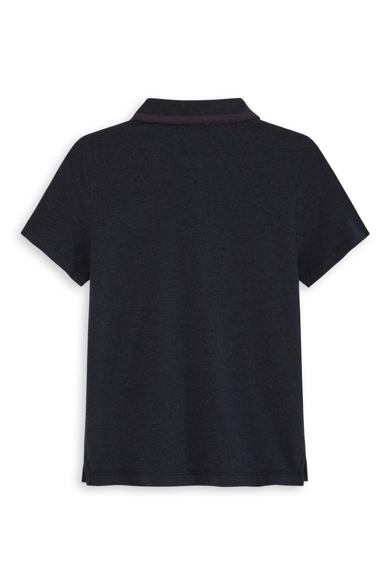 Kids' Heathered Cotton Piqué Polo, Alternate, color, BLACK