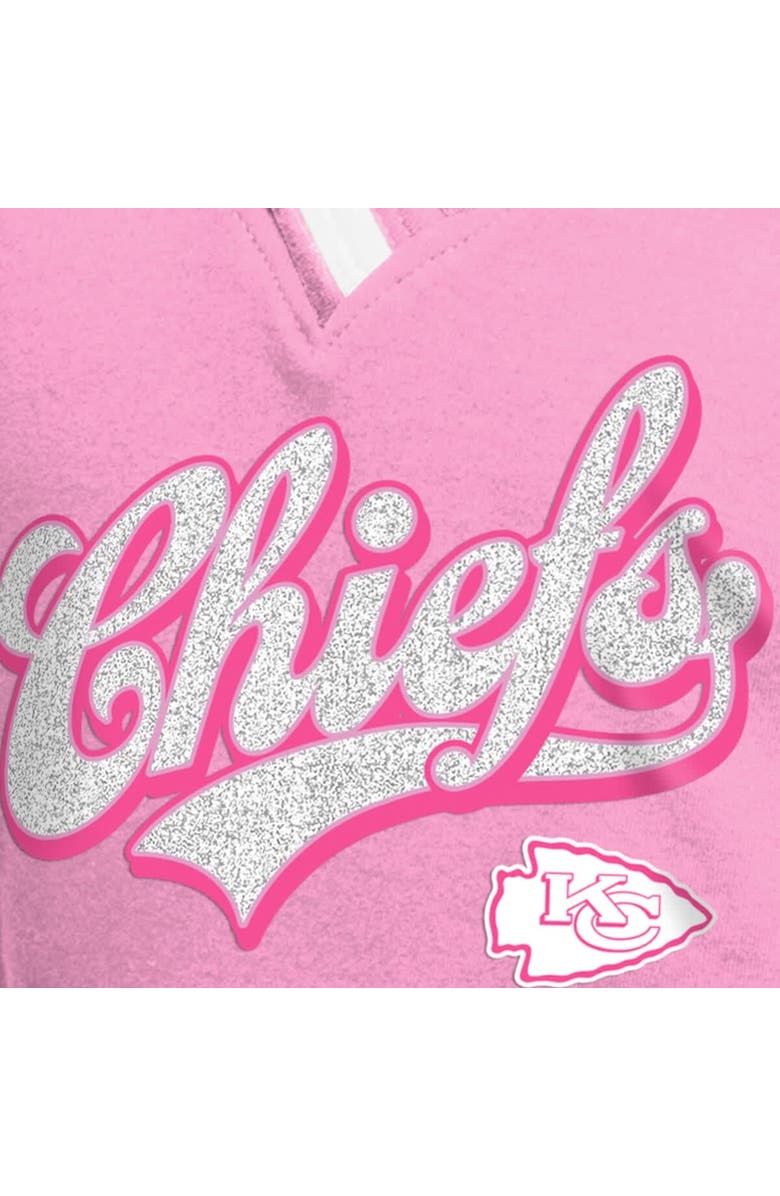 New Era Girl's Youth New Era  Pink Kansas City Chiefs Mommy & Me Multiplier Raglan V-Neck T-Shirt, Alternate, color, Pink